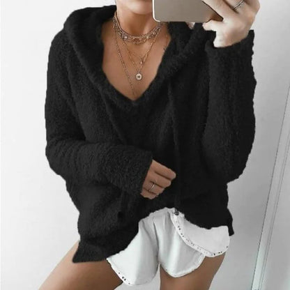 Ultra-Soft Fuzzy Hoodie Cozy & Cuddly Oversized Hooded Women's Sweater