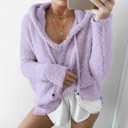 Ultra-Soft Fuzzy Hoodie Cozy & Cuddly Oversized Hooded Women's Sweater