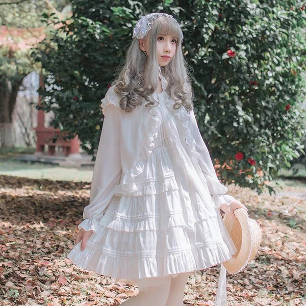 Girly Lolita Princess Dress Women's Captivating Style in Pastel Pink or White