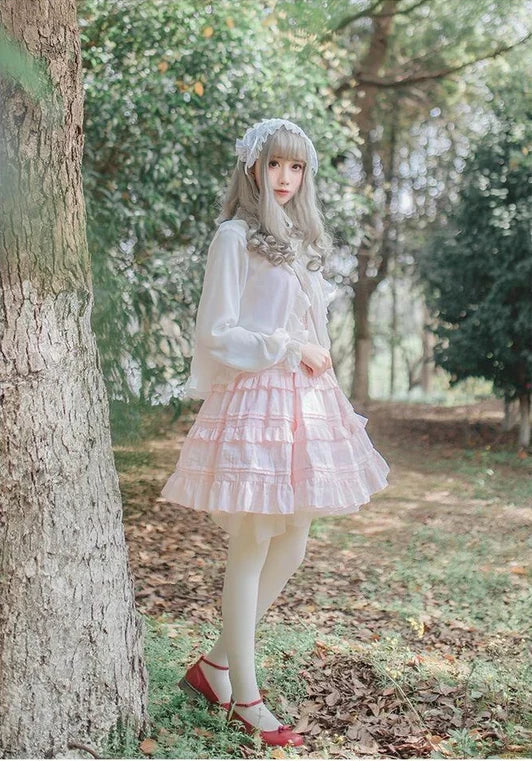 Girly Lolita Princess Dress Women's Captivating Style in Pastel Pink or White