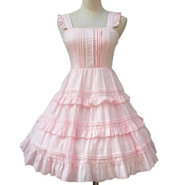 Girly Lolita Princess Dress Women's Captivating Style in Pastel Pink or White