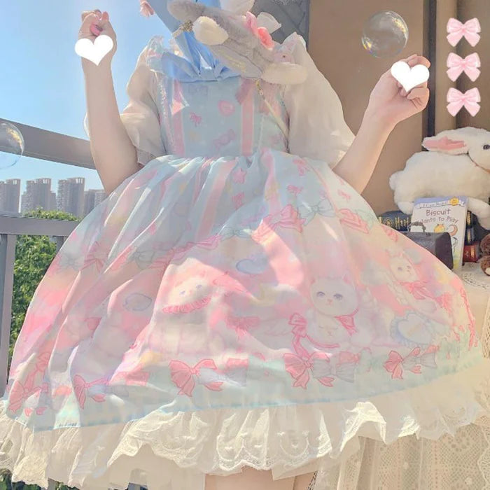 Be the Enchanting Kitten Princess Playful Pastel Kawaii Lolita Dress