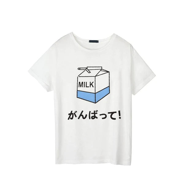 Unleash Your Inner Kawaii Cutie with Women's Strawberry Milk Graphic Tee