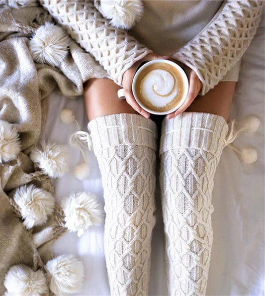 Cozy Knit Stockings Warm Cozy Thigh High Women's Winter Fashion Socks