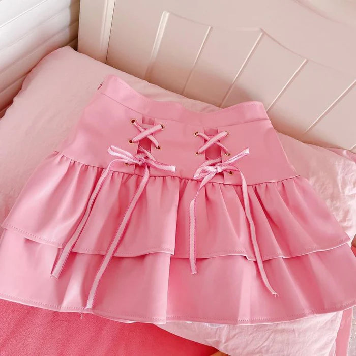 Pleated Pink & White Lolita Tennis Skirt Captivating Princess Design