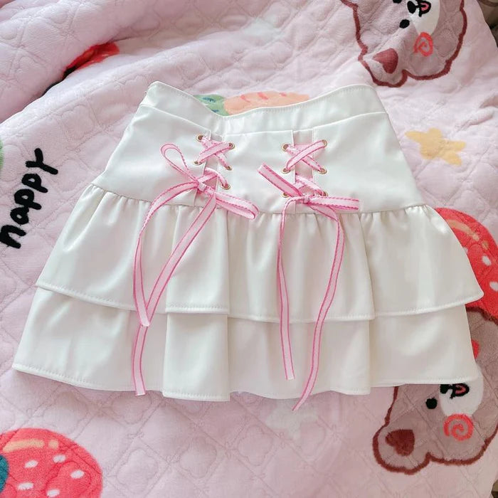 Pleated Pink & White Lolita Tennis Skirt Captivating Princess Design