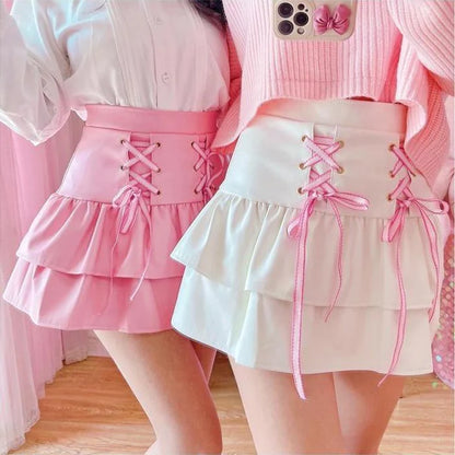 Pleated Pink & White Lolita Tennis Skirt Captivating Princess Design