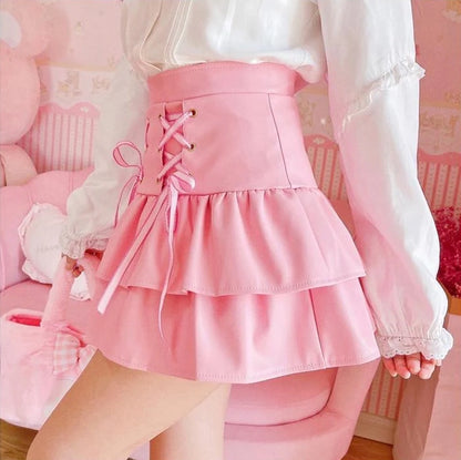 Pleated Pink & White Lolita Tennis Skirt Captivating Princess Design