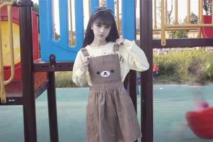 Cute Corduroy Baby Rilakkuma Bear Jumper Dress Unleash Your Charm