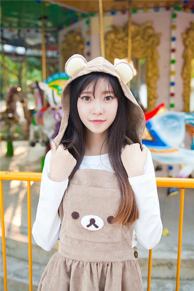 Cute Corduroy Baby Rilakkuma Bear Jumper Dress Unleash Your Charm