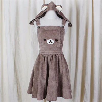 Cute Corduroy Baby Rilakkuma Bear Jumper Dress Unleash Your Charm