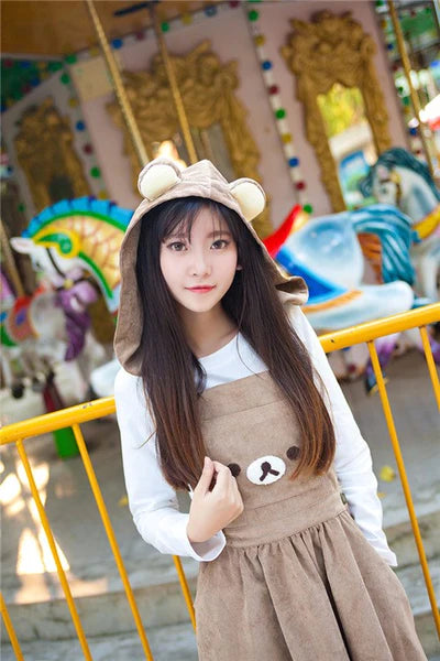 Cute Corduroy Baby Rilakkuma Bear Jumper Dress Unleash Your Charm