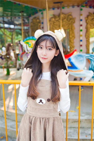 Cute Corduroy Baby Rilakkuma Bear Jumper Dress Unleash Your Charm