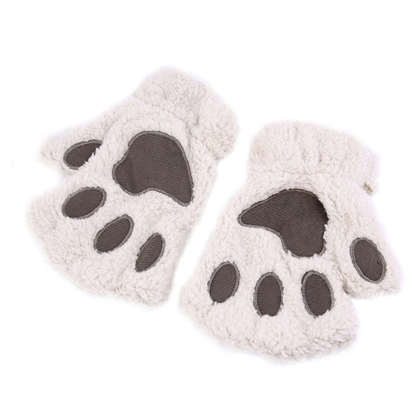 Cozy Kitten Mittens Women's Soft Fingerless Gloves for Kitty Cats