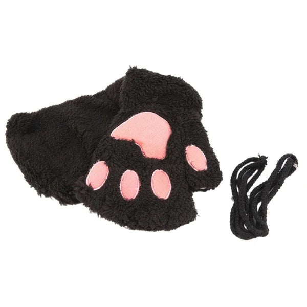 Cozy Kitten Mittens Women's Soft Fingerless Gloves for Kitty Cats