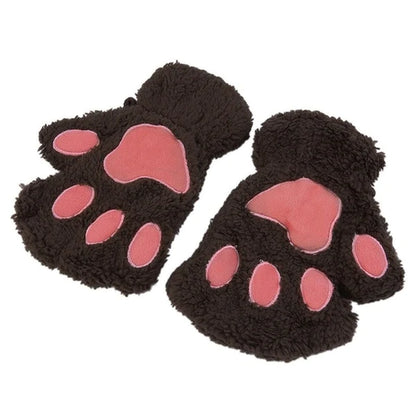 Cozy Kitten Mittens Women's Soft Fingerless Gloves for Kitty Cats