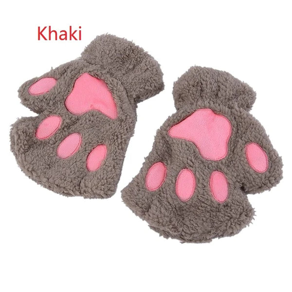 Cozy Kitten Mittens Women's Soft Fingerless Gloves for Kitty Cats