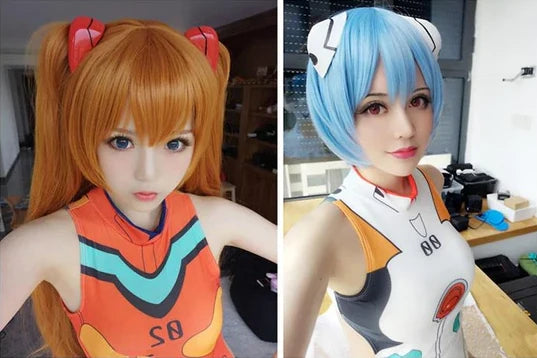 Neon Genesis Evangelion Bodysuit Asuka & Rei Women's Cosplay Costume