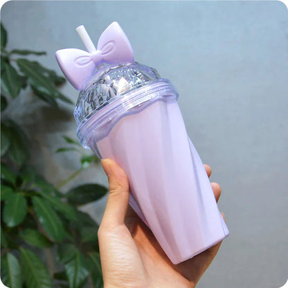 Adorable Pastel Princess Bowtie Ribbon Water Bottle for Kawaii Cuties