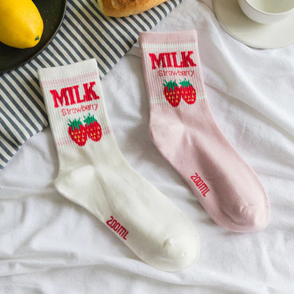 Must-Have Kawaii Strawberry Milk Socks One Size Fits Most Women