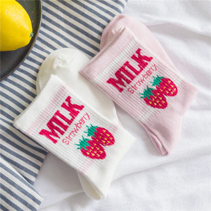 Must-Have Kawaii Strawberry Milk Socks One Size Fits Most Women