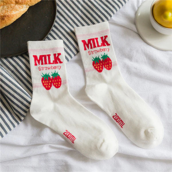 Must-Have Kawaii Strawberry Milk Socks One Size Fits Most Women