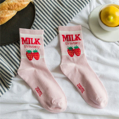 Must-Have Kawaii Strawberry Milk Socks One Size Fits Most Women