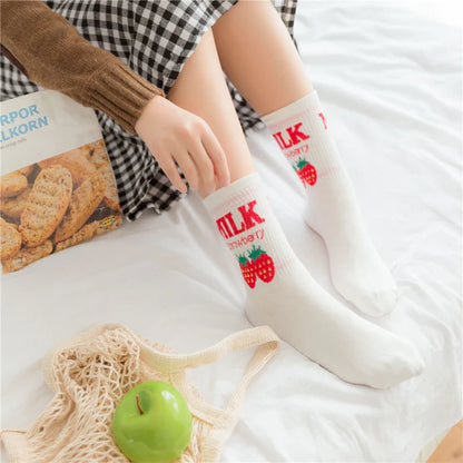 Must-Have Kawaii Strawberry Milk Socks One Size Fits Most Women