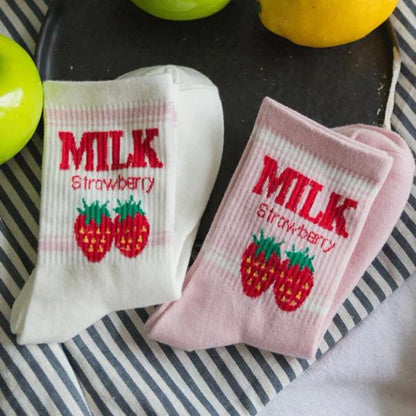 Must-Have Kawaii Strawberry Milk Socks One Size Fits Most Women