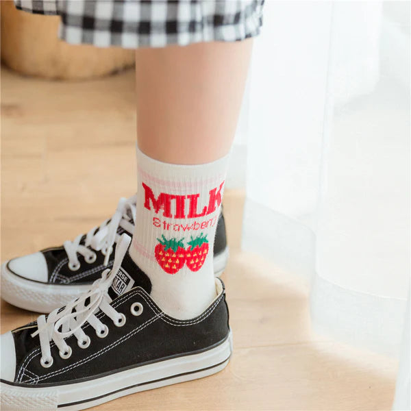 Must-Have Kawaii Strawberry Milk Socks One Size Fits Most Women