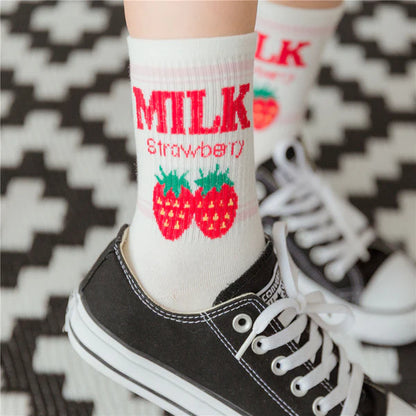 Must-Have Kawaii Strawberry Milk Socks One Size Fits Most Women