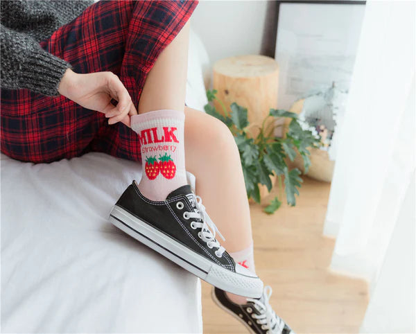 Must-Have Kawaii Strawberry Milk Socks One Size Fits Most Women