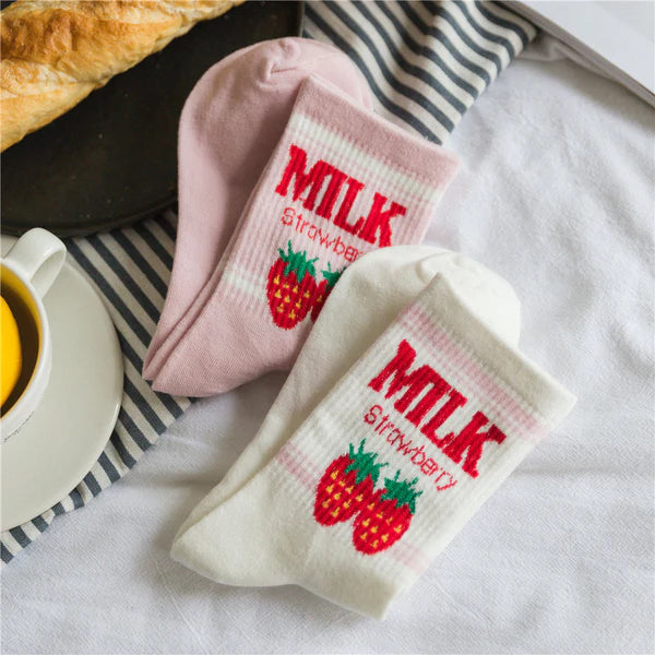 Must-Have Kawaii Strawberry Milk Socks One Size Fits Most Women