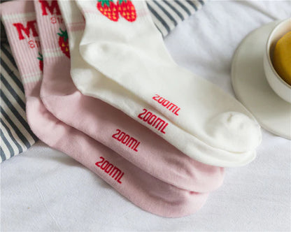 Must-Have Kawaii Strawberry Milk Socks One Size Fits Most Women