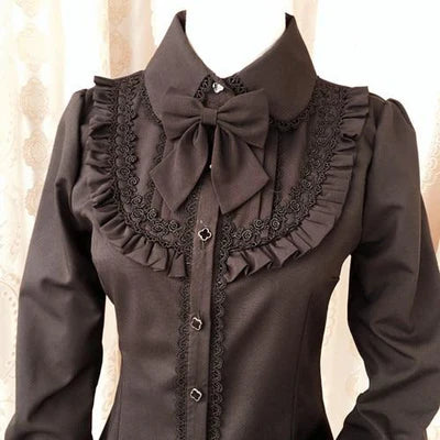 Victorian Era Regal Blouse Traditional Women's Lolita Fashion Bows & Ruffles