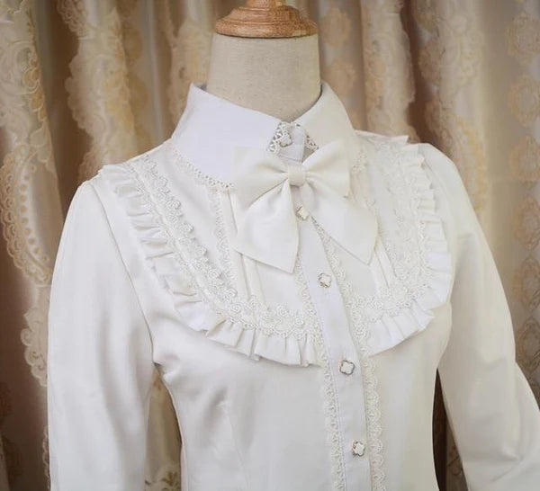 Victorian Era Regal Blouse Traditional Women's Lolita Fashion Bows & Ruffles