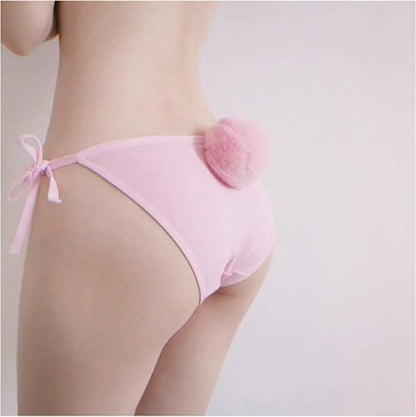 Bunny Tail Panties Irresistibly Cute Women's Fluffy Pom Pom Undies