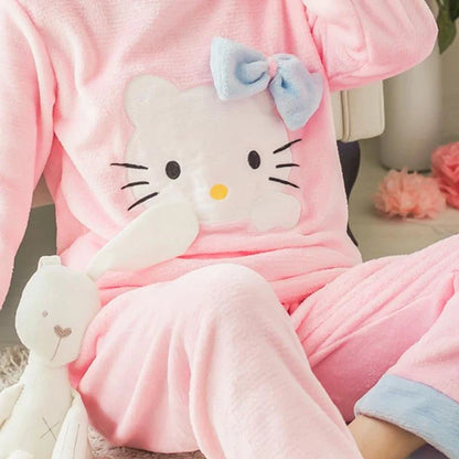 Adorable Hello Kitty Pajamas Womens Kawaii Fuzzy Flannel PJ's 16 Styles