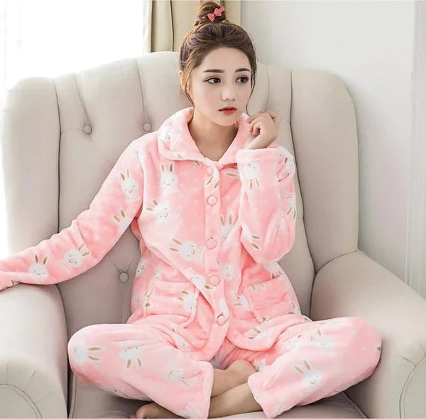 Adorable Hello Kitty Pajamas Womens Kawaii Fuzzy Flannel PJ's 16 Styles