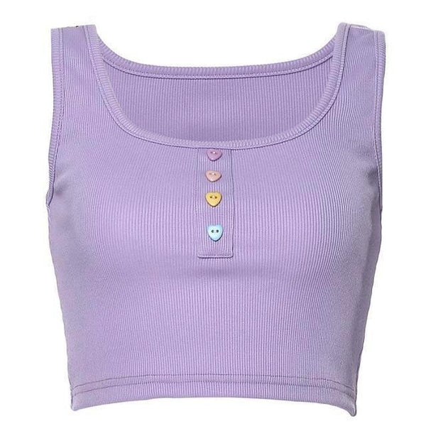 Cute Candy-Buttoned Crop Top Perfectly Pastel Kawaii Fashion