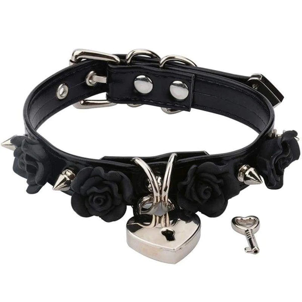 Punk Rose Heart Locket Collar Embrace Kawaii Fashion with Elegance