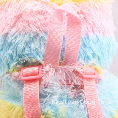 Fluffy Rainbow Alpaca Mini Backpack Soft Sweet & Mega Kawaii~