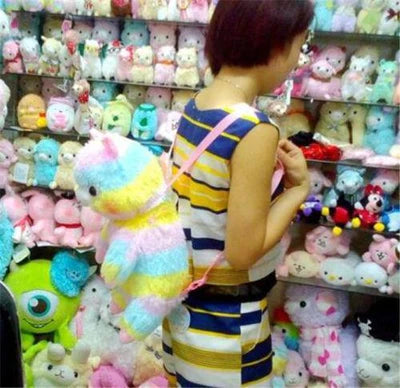 Fluffy Rainbow Alpaca Mini Backpack Soft Sweet & Mega Kawaii~