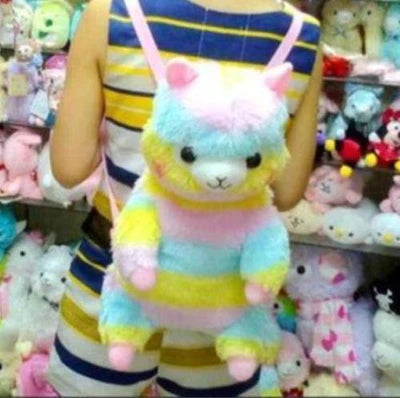 Fluffy Rainbow Alpaca Mini Backpack Soft Sweet & Mega Kawaii~