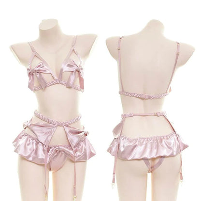 Feel Like a Precious Present with Satin Ribbon Women's Lingerie Set