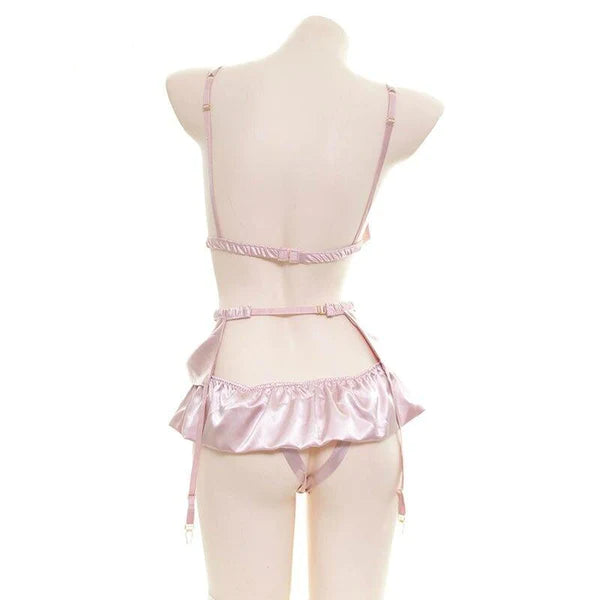 Feel Like a Precious Present with Satin Ribbon Women's Lingerie Set