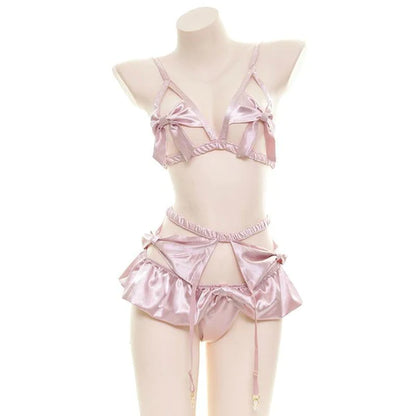 Feel Like a Precious Present with Satin Ribbon Women's Lingerie Set