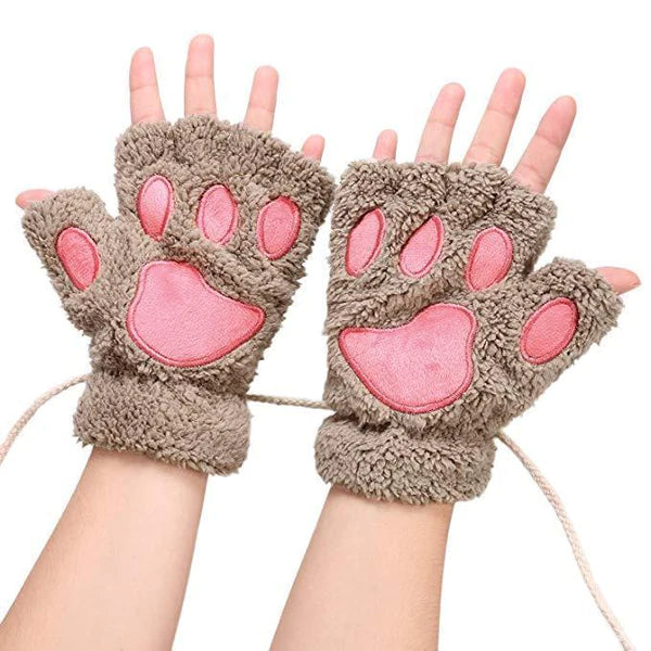 Cozy Kitten Mittens Women's Soft Fingerless Gloves for Kitty Cats