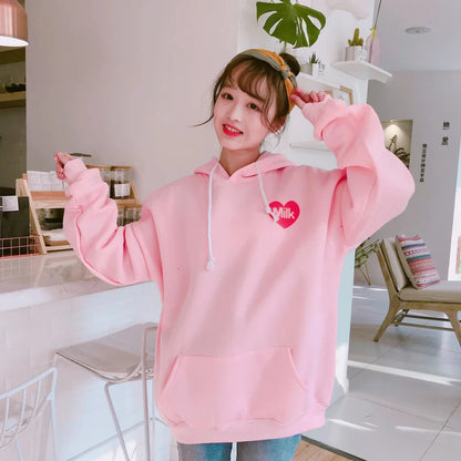 Cute Strawberry Milk Japanese Inspired Hoodie Kawaii Fashion Delight