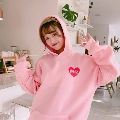 Cute Strawberry Milk Japanese Inspired Hoodie Kawaii Fashion Delight